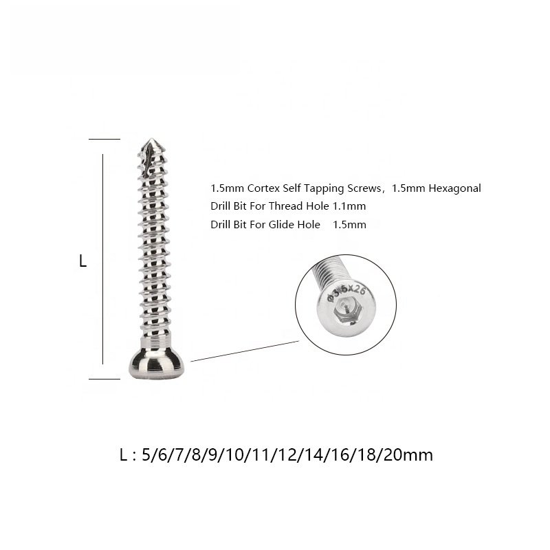 Veterinary Animal Stainless Steel Cortical Screws Orthopedic Implants For Pet