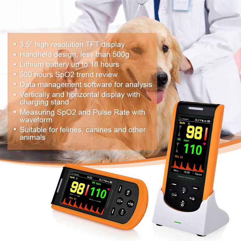LEPU Color Screen Display Handled Veterinary Equipment Portable Veterinary Pulse Oximete Pet Blood Oxygen Saturation Monitor