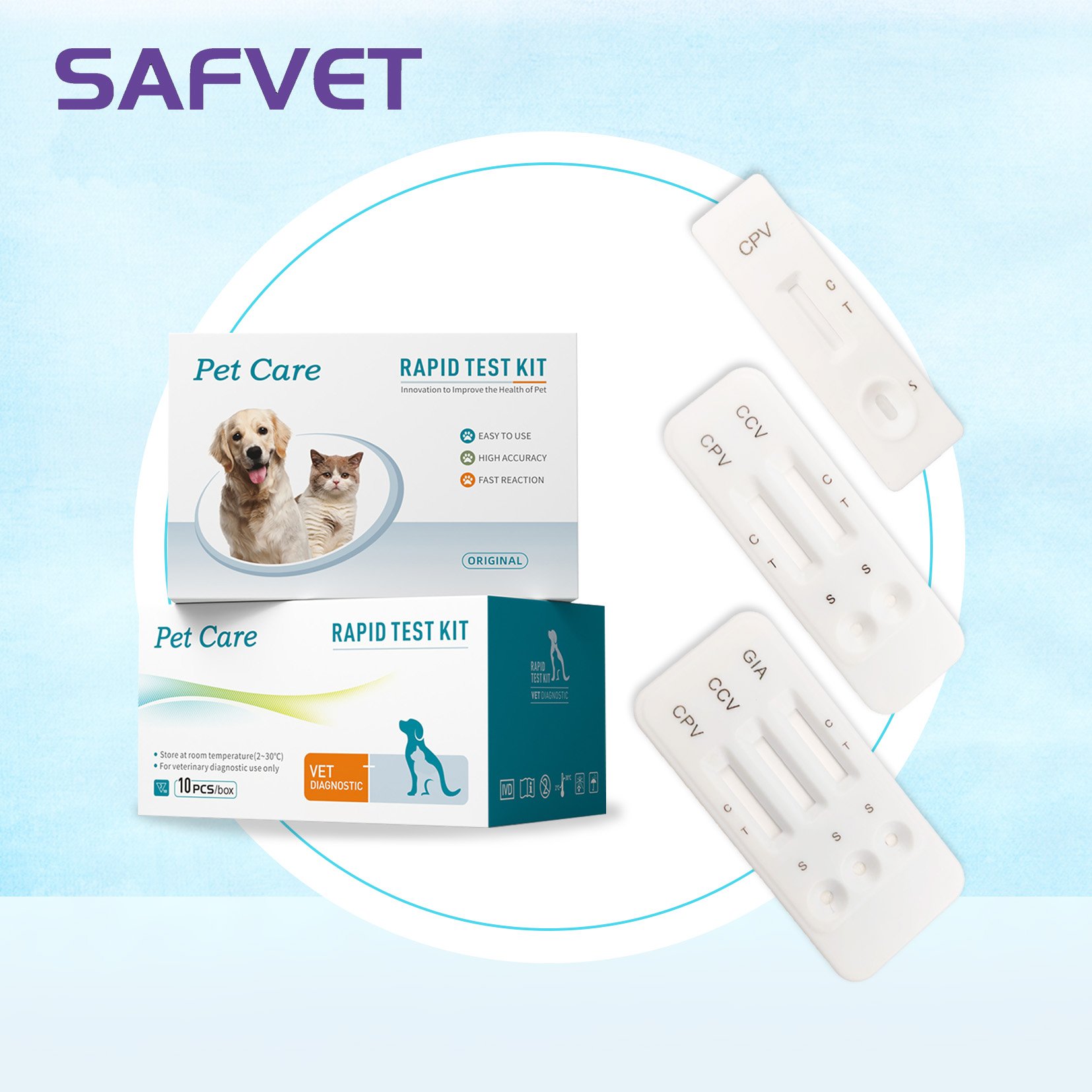 veterinaria y pet Dog Canine parvovirus CPV CCV Gia Giardia Test Kit for Veterinary diagnostic