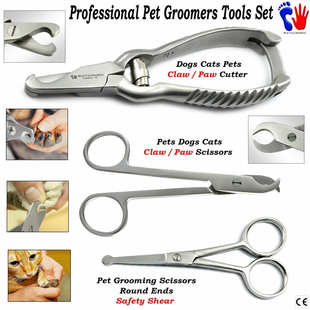 Professional Nail Clippers Trimmer Dog Cat Claw Scissor Pet Nail Cutter Stainless Steel Veterinary Pet Grooming Tools 3Pcs Set