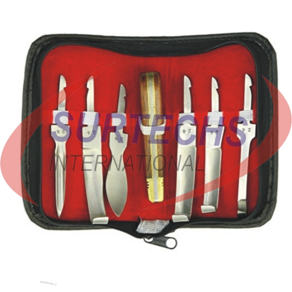 Top Quality Veterinary Surgical Hoof Knife Set Surtechs Wooden Handle Hoof Knife Set