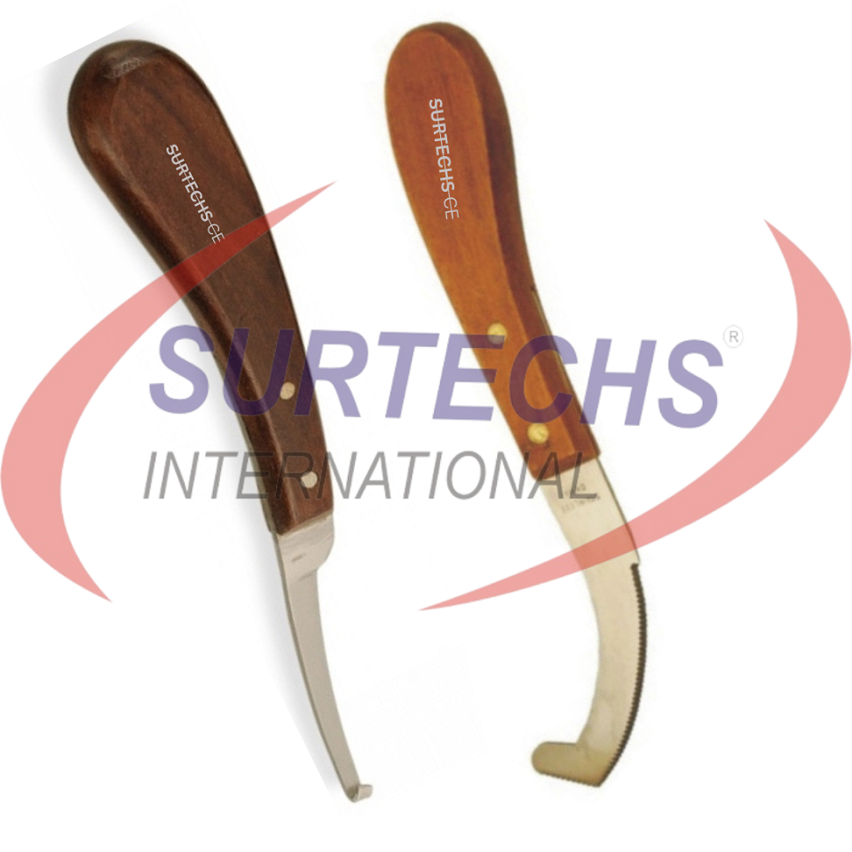 Top Quality Veterinary Surgical Hoof Knife Set Surtechs Wooden Handle Hoof Knife Set