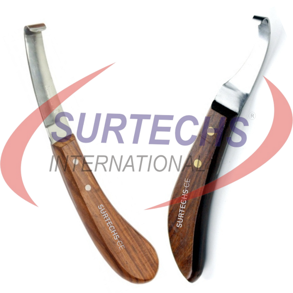 Top Quality Veterinary Surgical Hoof Knife Set Surtechs Wooden Handle Hoof Knife Set