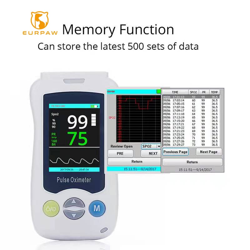 EURPET Portable Digital Handheld Pulse Oximete Veterinary Instrument Multi-parameter Vital Signs Monitor