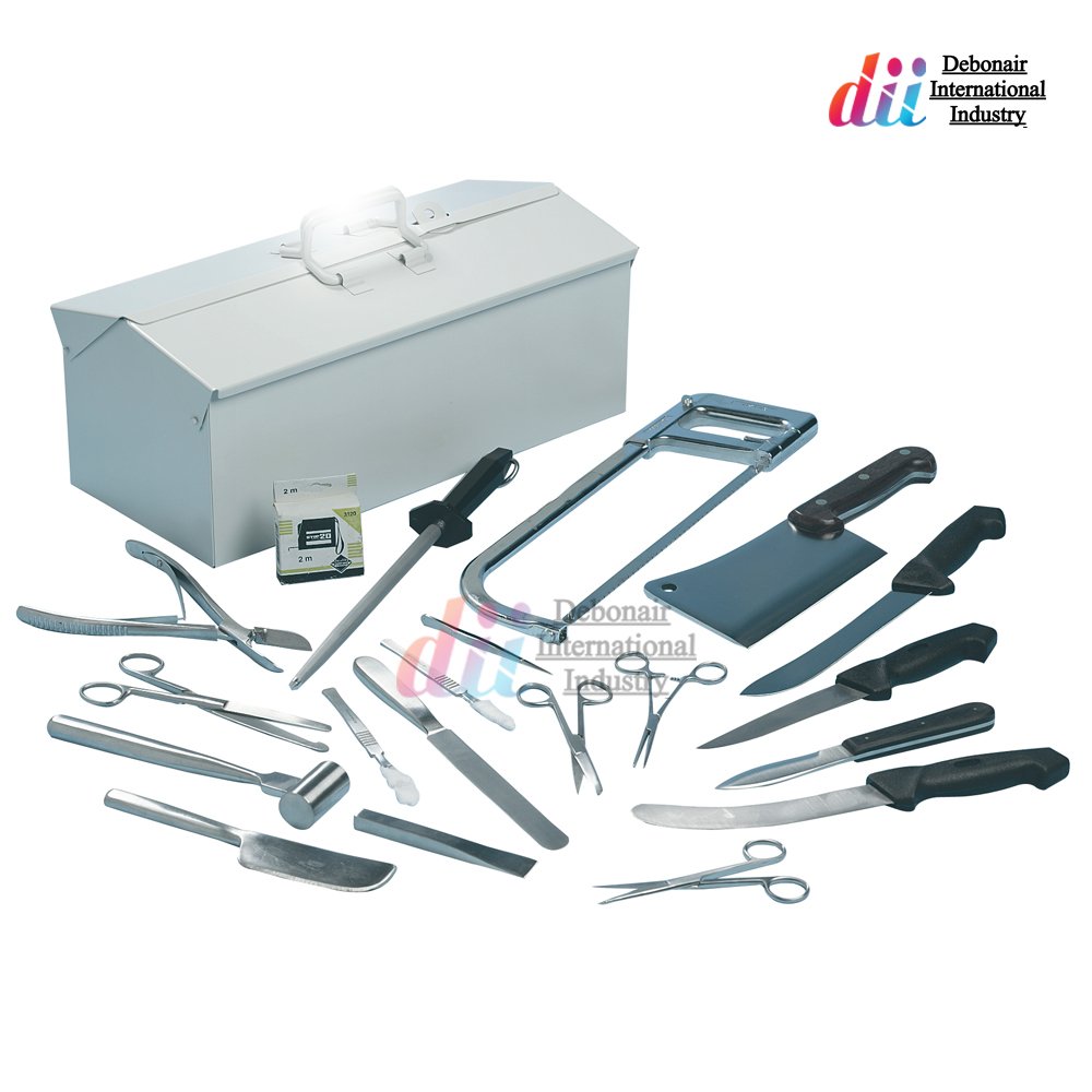 Veterinary Postmortem Kit Surgical Postmortem Kit Stainless Steel Post Mortem Instruments Box Scissors Scalpel Handle Forceps CE