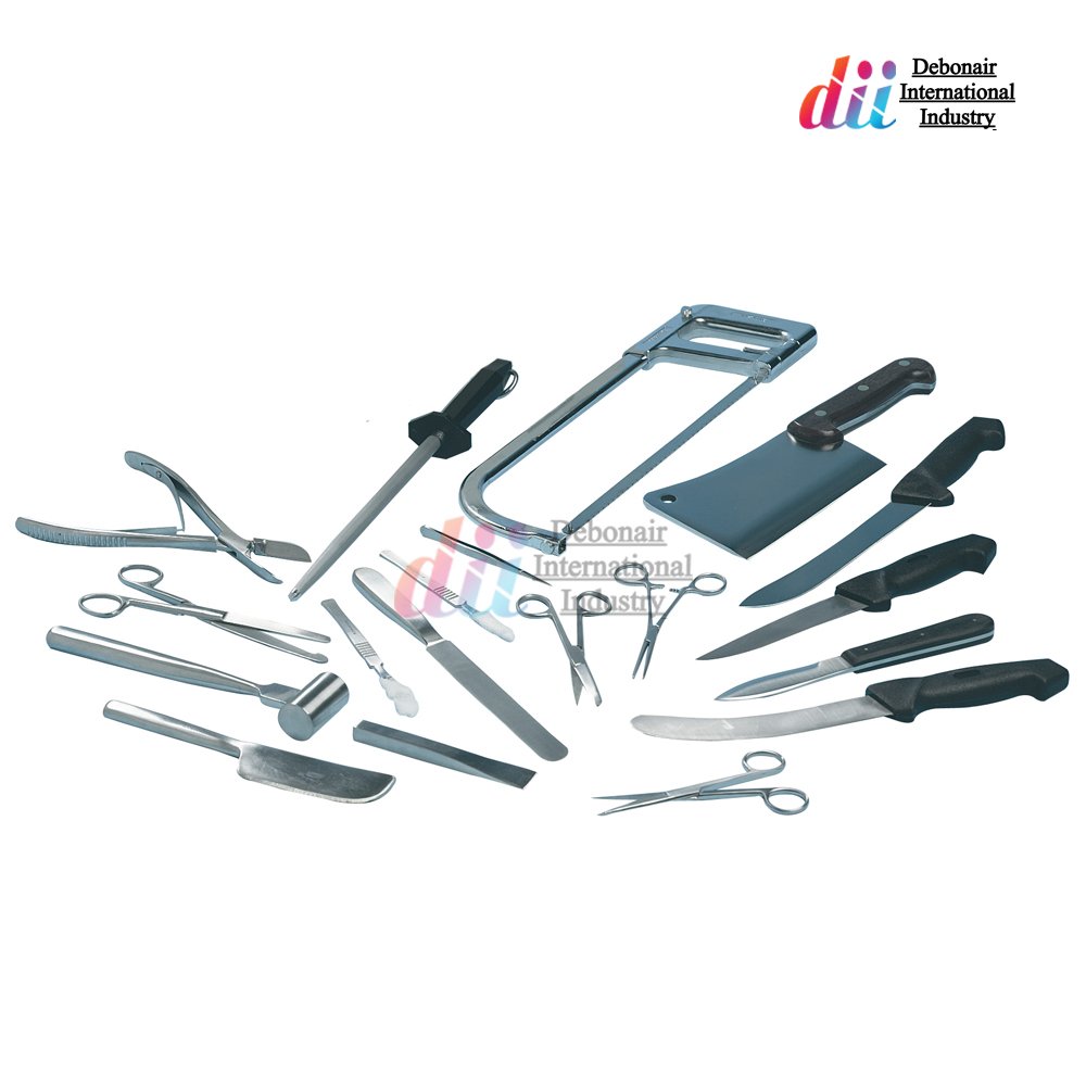 Veterinary Postmortem Kit Surgical Postmortem Kit Stainless Steel Post Mortem Instruments Box Scissors Scalpel Handle Forceps CE