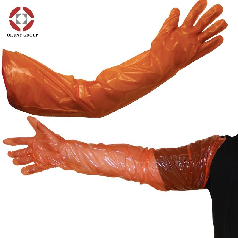 Veterinary 90cm Red Long Disposable Gloves for Artificial Insemination