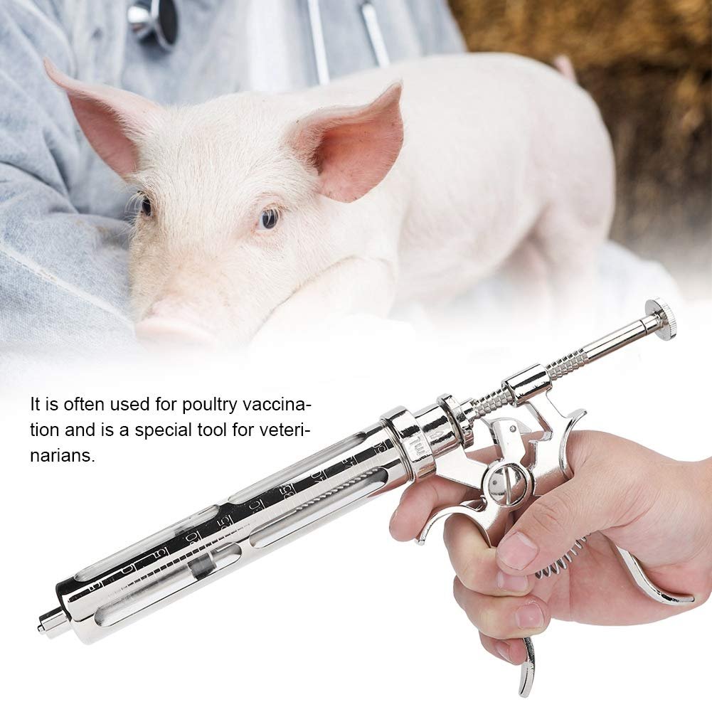 Syringe Veterinary - 50ml Stainless Steel Semi-Automatic Adjustable Continuous Syringe Veterinary Vaccine Injection