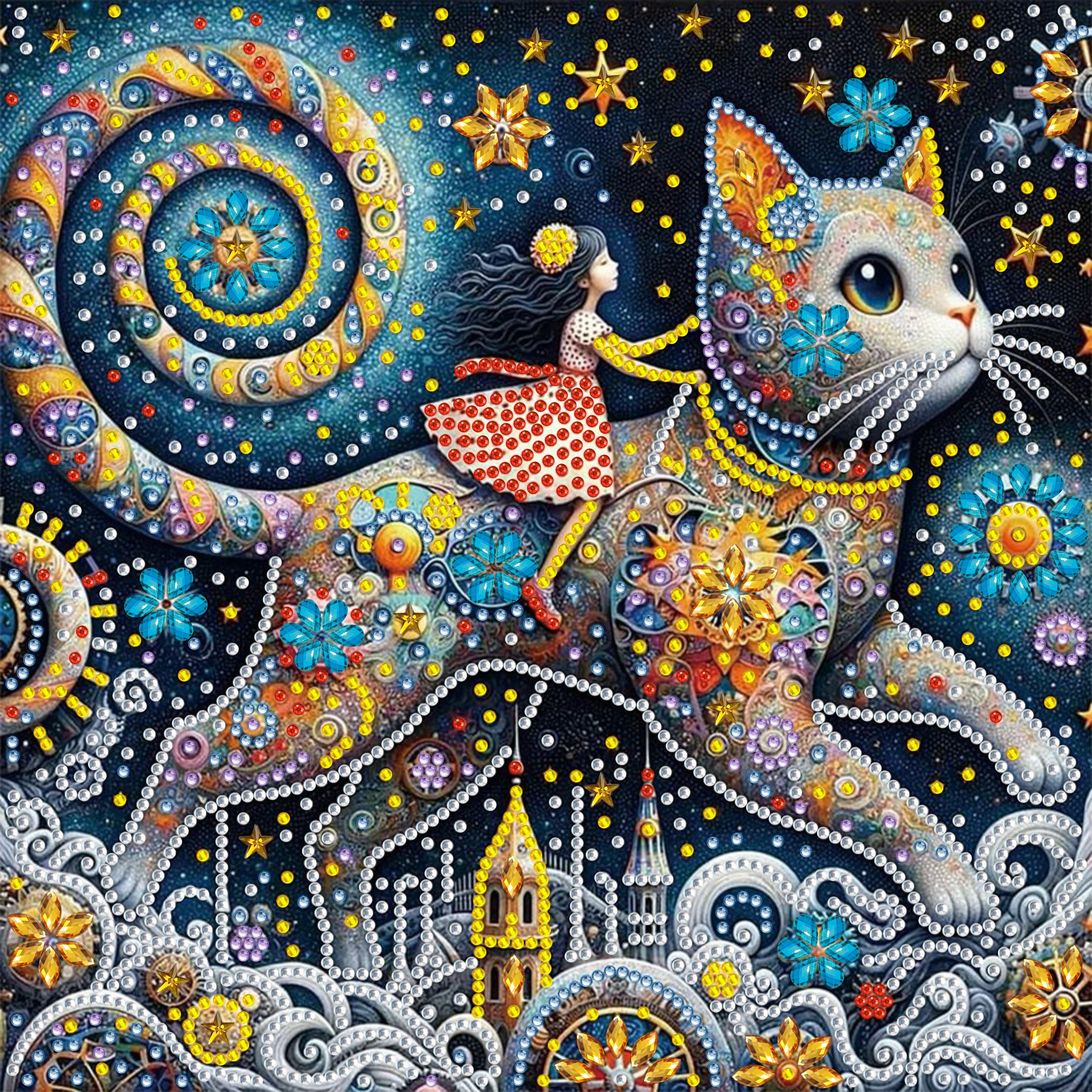 5D Special Shape Diamond Art Kits for Beginners,Diamond Painting Kits for Adults Cat,Crystal Rhinestones Diamond Painting Kits