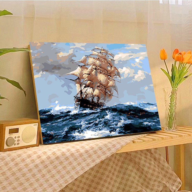 Wholesale Sailboat Sailing On The Sea diamond painting Art Wall Picture DIY 5d diamond painting kit