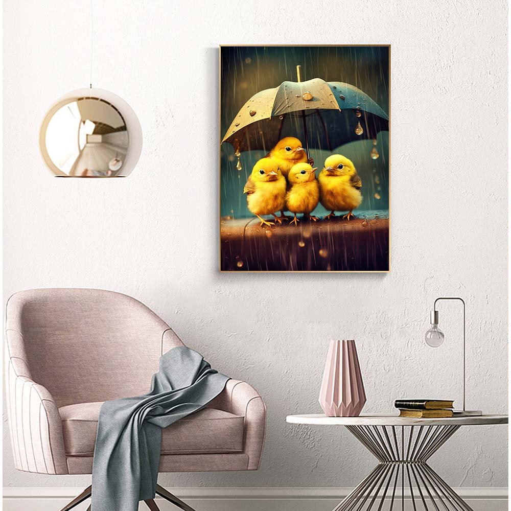 5D Diamond Painting Kit Wholesale yellow ducks holding umbrellas Diamond Painting Drills Motorcycle Fireworks Crystal