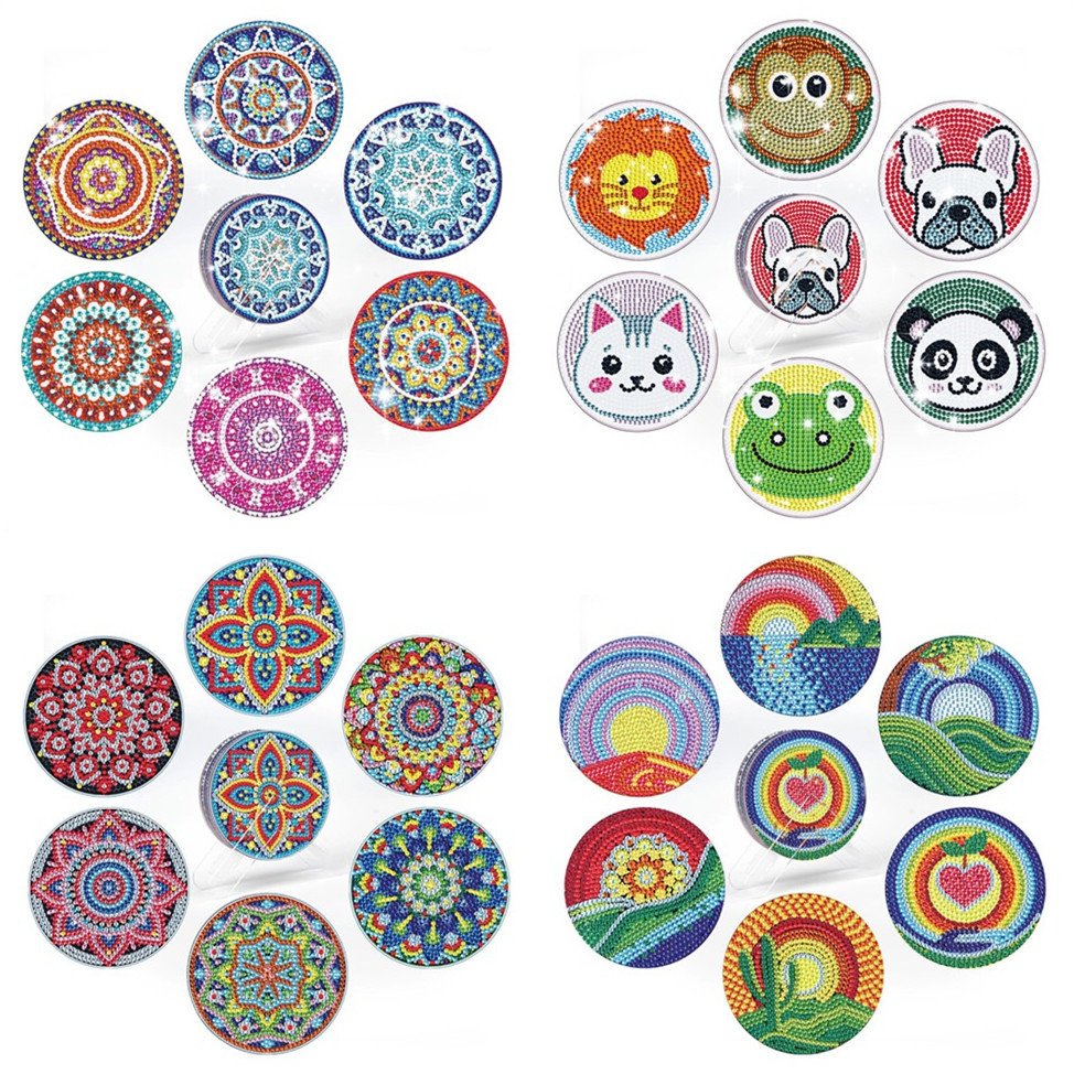 Best Selling 5d Diy Diamond Painting Embroidery Christmas Cartoon Pattern Design Coaster Wooden Kit Combination Craft Decoration