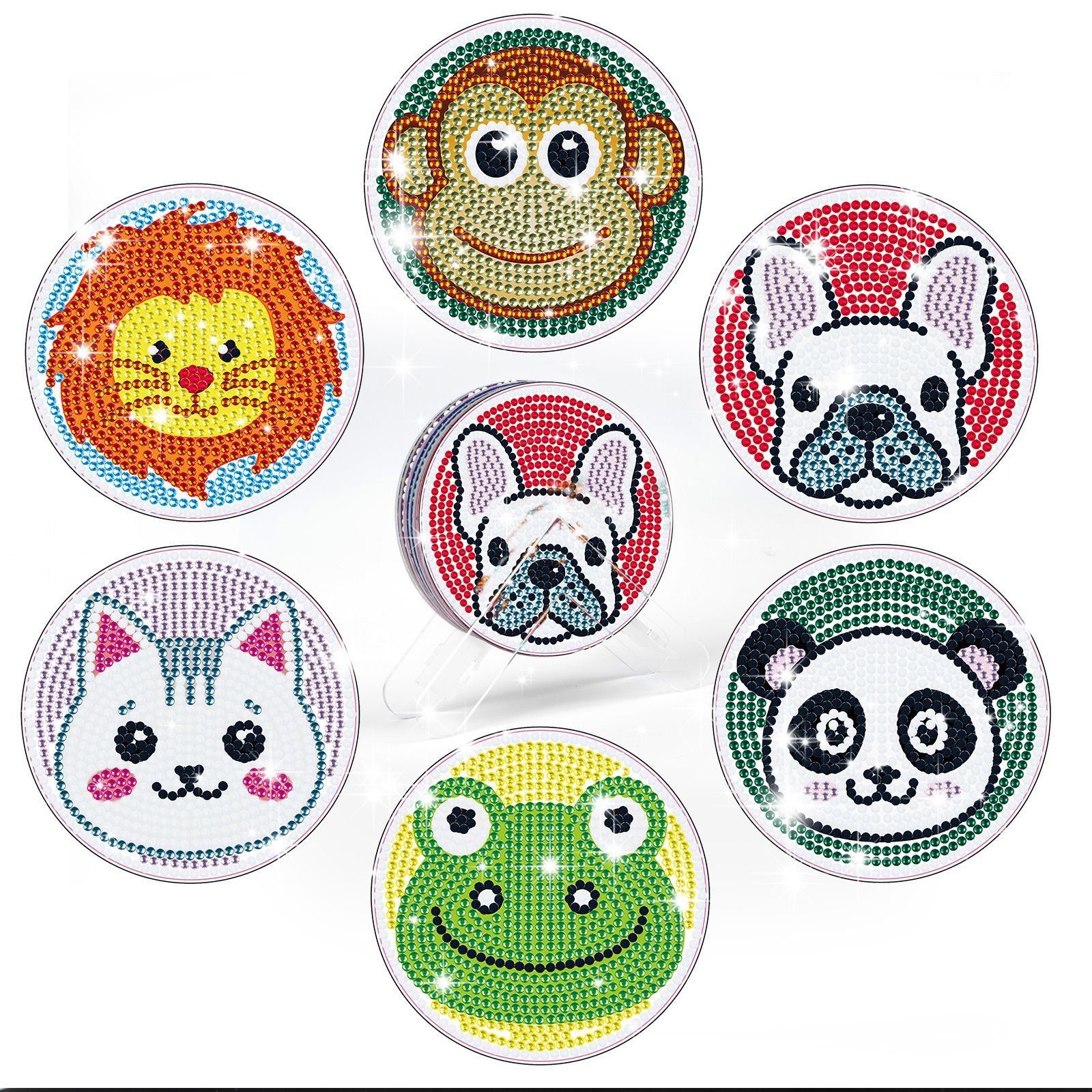 Best Selling 5d Diy Diamond Painting Embroidery Christmas Cartoon Pattern Design Coaster Wooden Kit Combination Craft Decoration