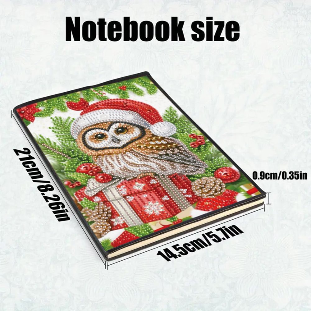 50 Pages A5 Christmas Owl 5D DIY Craft Diamond Painting Notebook Kit