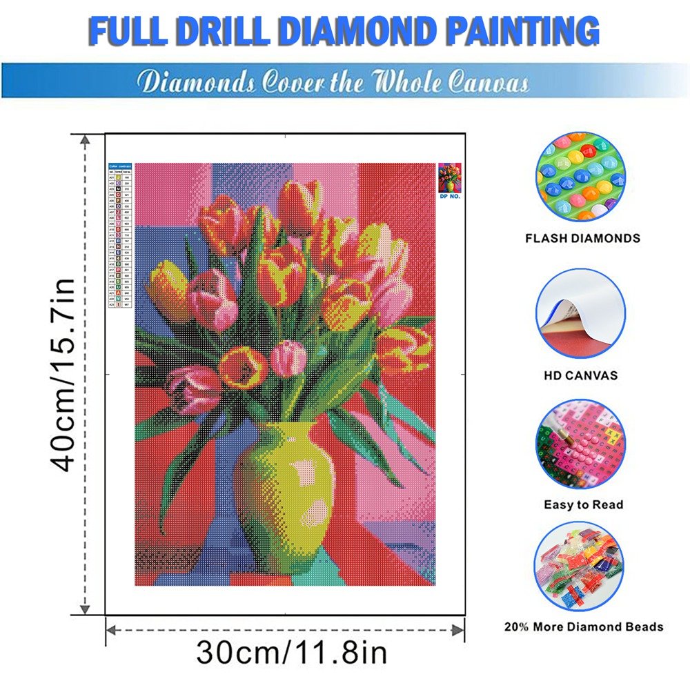Flowers 5D DIY Diamond Painting Lily Tulip Full Diamond Embroidery Mosaic Kit Cross Stitch Handmade Rhinestone Home Decoration