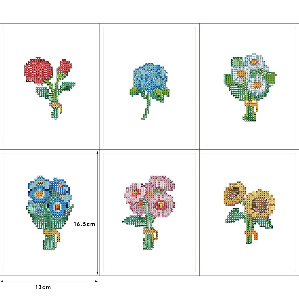 6pcs 13x16.5cm Flower Bouquet DIY Diamond Art Painting for Adults Kids