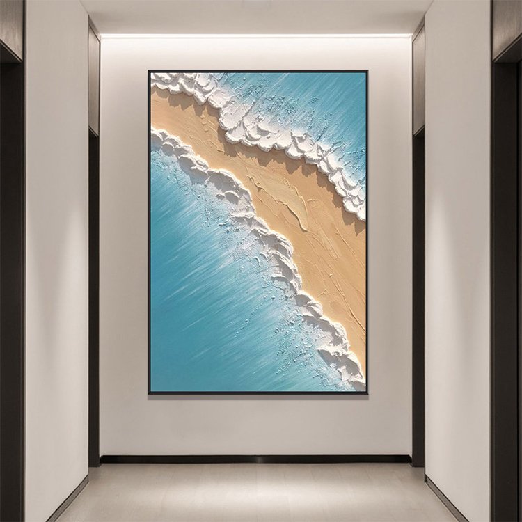 China dafen wholesale ocean waves textured handmade seascape decor oil painting style on canvas art