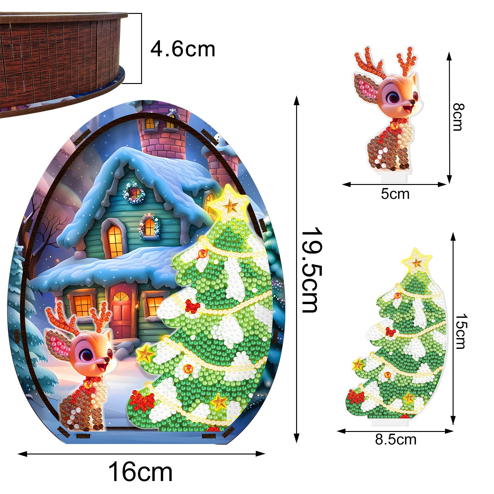 new arrival diamond painting egg shape wooden Christmas deer table craft kit