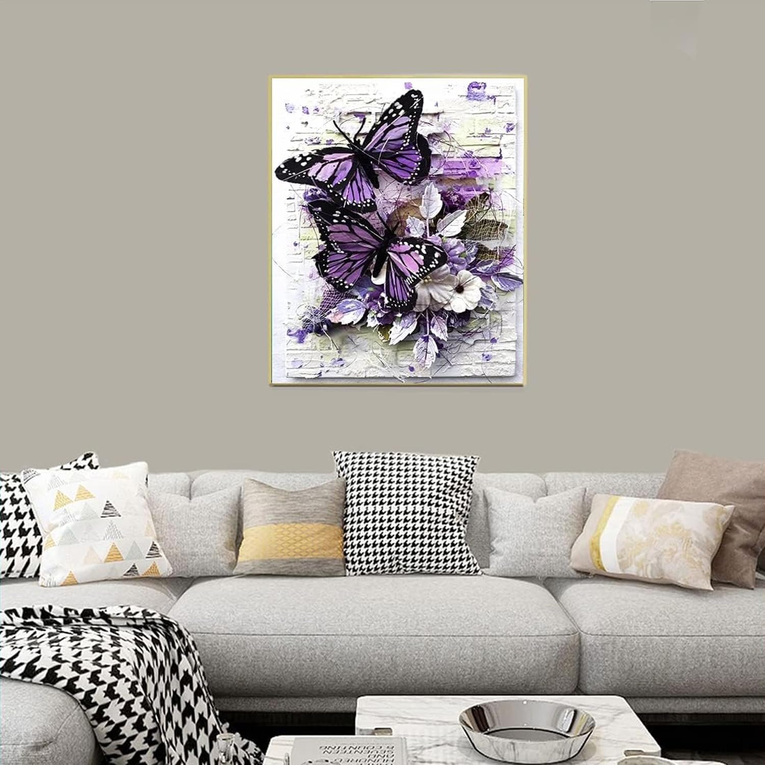 Butterfly flower diamond painting purple butterfly diamond painting insect bouquet diamond painting 30*40cm