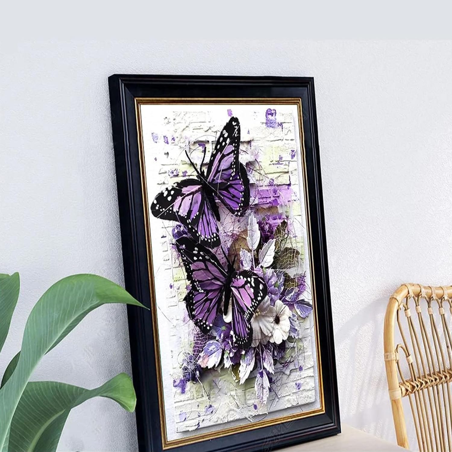 Butterfly flower diamond painting purple butterfly diamond painting insect bouquet diamond painting 30*40cm