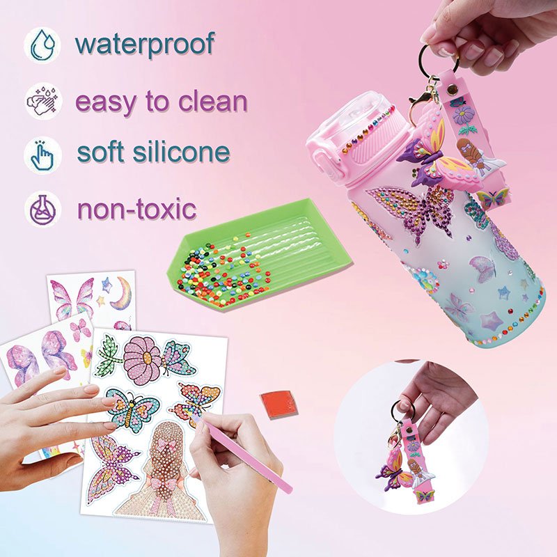 Kids Decorate Your Own Water Bottle Kits Gem Diamond Arts and Crafts Girls Children Painting DIY Creative Toy