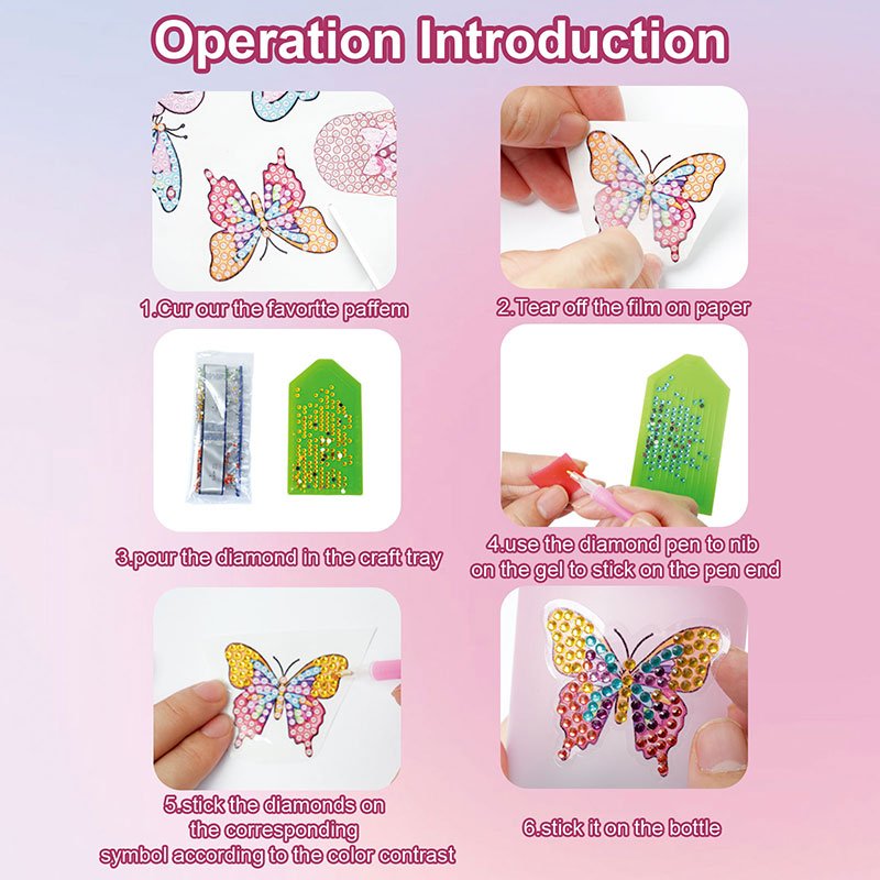 Kids Decorate Your Own Water Bottle Kits Gem Diamond Arts and Crafts Girls Children Painting DIY Creative Toy