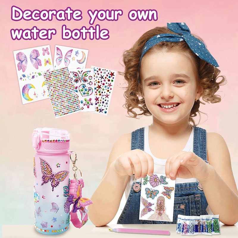 Kids Decorate Your Own Water Bottle Kits Gem Diamond Arts and Crafts Girls Children Painting DIY Creative Toy