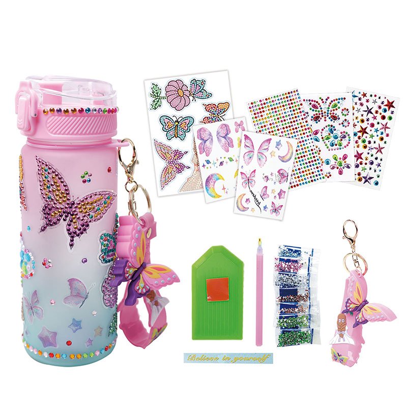 Kids Decorate Your Own Water Bottle Kits Gem Diamond Arts and Crafts Girls Children Painting DIY Creative Toy
