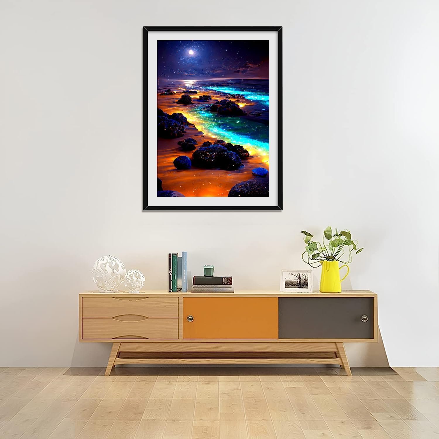Adult Beach Diamond Painting Set 5DDIY Moon Diamond Art Painting Beach Moon Landscape Diamond Painting Home Wall Decoration Gift