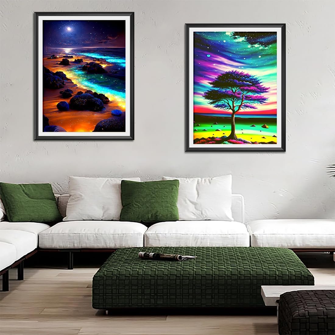 Adult Beach Diamond Painting Set 5DDIY Moon Diamond Art Painting Beach Moon Landscape Diamond Painting Home Wall Decoration Gift