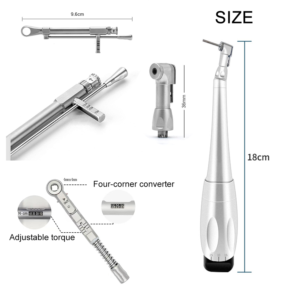 Dentist Tools Torque Wrench Handpiece Ratchet Dental Implant Latch Head Handpiece with 16pcs Drills for Dental Clinic