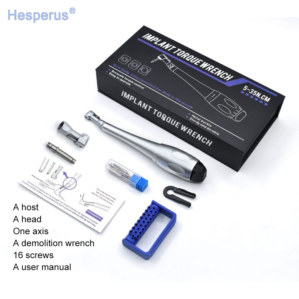 Dentist Tools Torque Wrench Handpiece Ratchet Dental Implant Latch Head Handpiece with 16pcs Drills for Dental Clinic