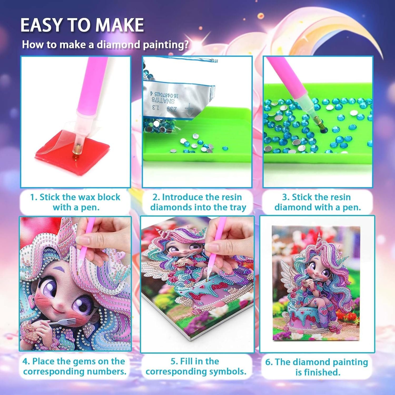 Wholesale 9*11 in diamond Art Kits for Kids Diamond Art and Crafts for Kids Ages 6-12 Gem Art DIY Kits for Girls Craft Gifts