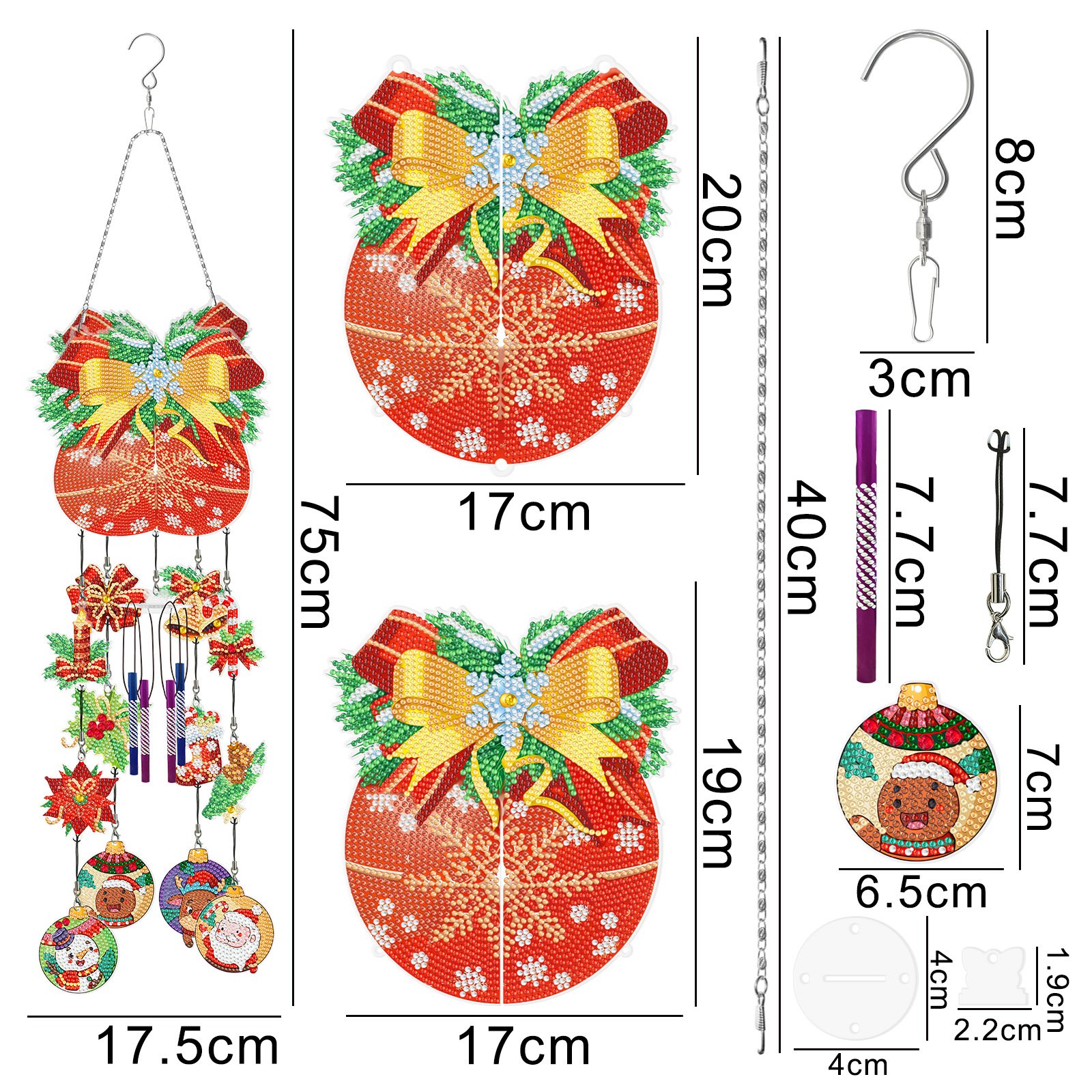 LS 5D diy diamond painting craft kit 3D Christmas Gingerbread House windchime butterfly wind chime hanging decorative pendant