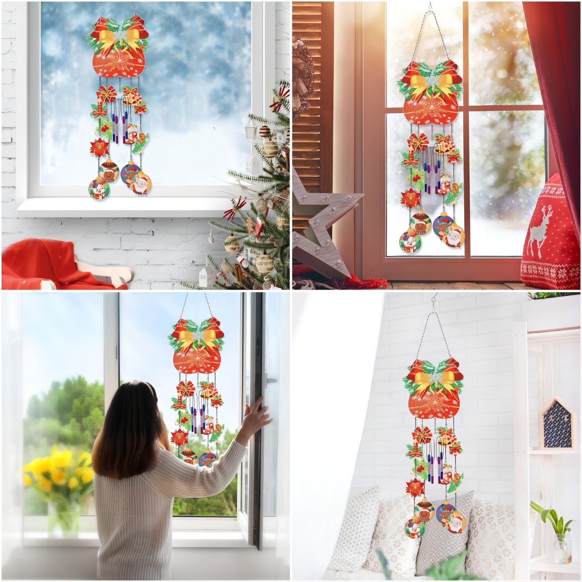 LS 5D diy diamond painting craft kit 3D Christmas Gingerbread House windchime butterfly wind chime hanging decorative pendant