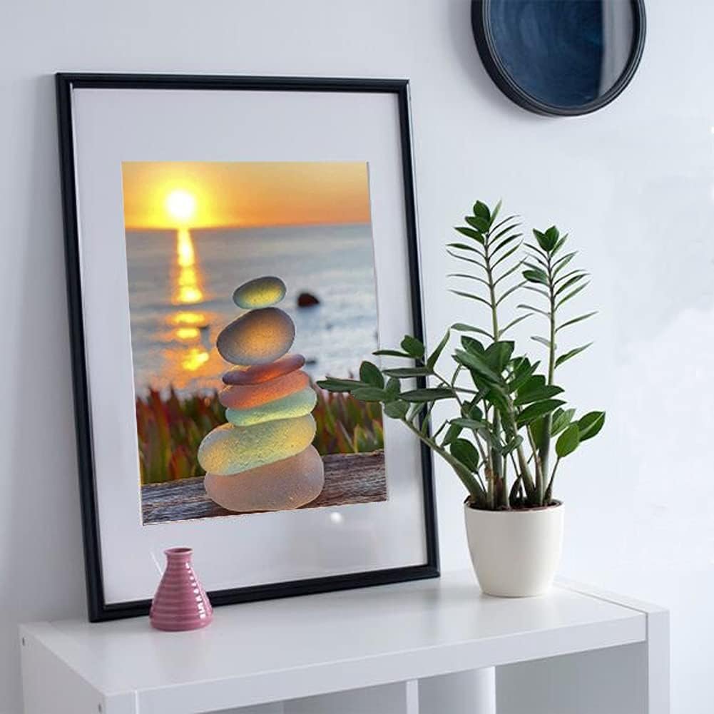 Transparent Stone Diamond Painting Sunset Pebble Diamond Painting 5d Inlaid Landscape Diamond Painting 30*40cm