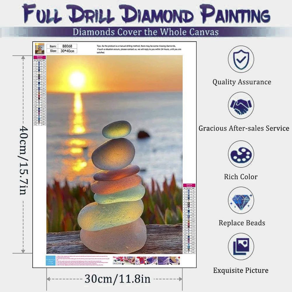 Transparent Stone Diamond Painting Sunset Pebble Diamond Painting 5d Inlaid Landscape Diamond Painting 30*40cm