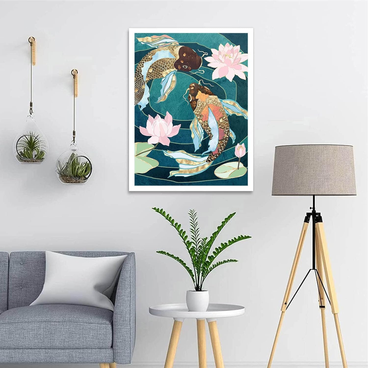 Fish biting lotus flower diamond painting koi playing in water diamond painting high-quality inlaid diamond painting 30*40cm