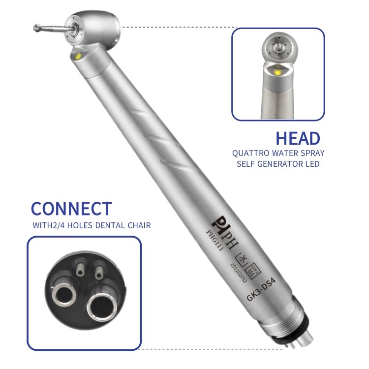portable k a v o high speed hand piece air turbine led mini standard torque 45 degree head handpiece with 2 4 hole e-generator
