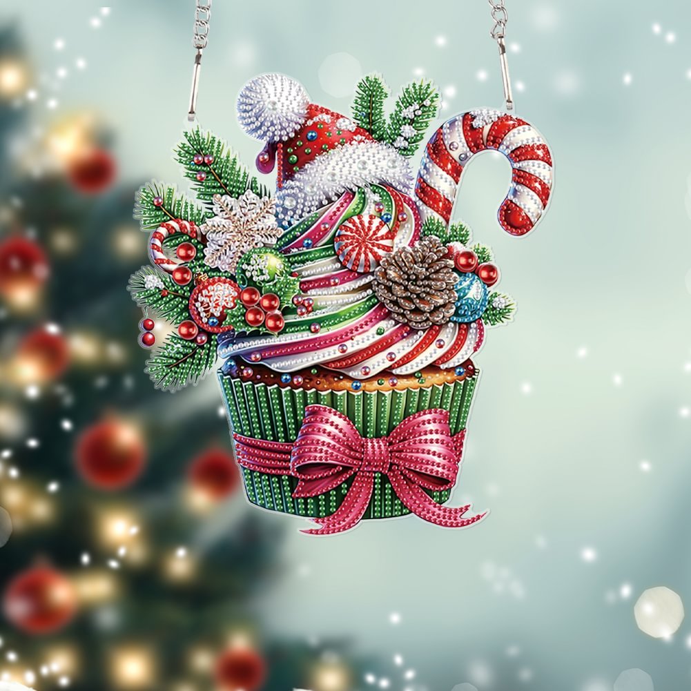 Custom DIY Special Shaped Acrylic Diamond Painting Hanging Ornament American Style Christmas Decor Dessert Diamond Pendant