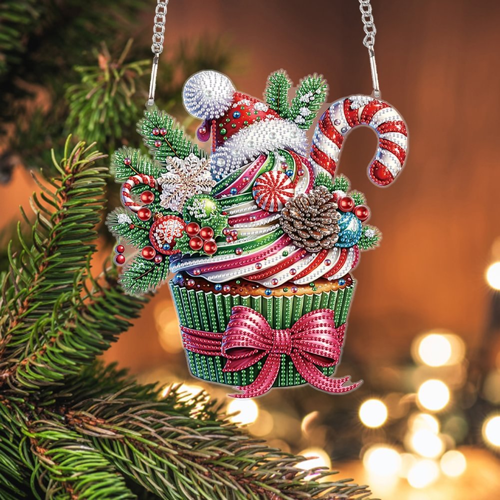Custom DIY Special Shaped Acrylic Diamond Painting Hanging Ornament American Style Christmas Decor Dessert Diamond Pendant