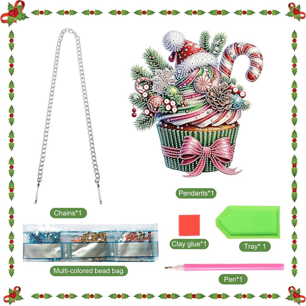 Custom DIY Special Shaped Acrylic Diamond Painting Hanging Ornament American Style Christmas Decor Dessert Diamond Pendant