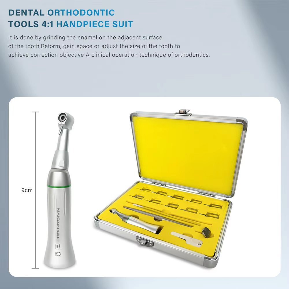 Dental Interproximal Enamel Reduction Tools Set IPR System Contra Angle 4:1 Handpiece Tooth Gap Reciprocating Orthodontic Kit
