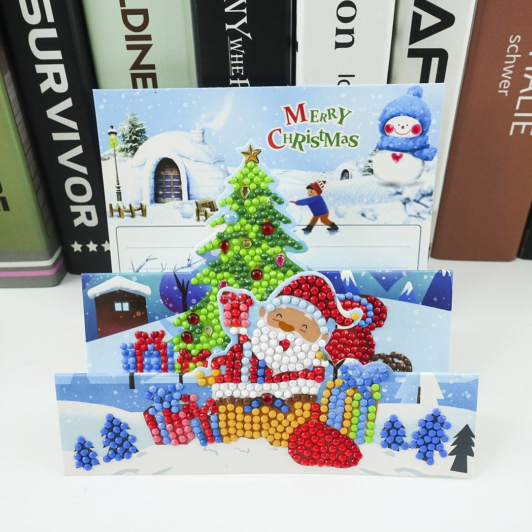 8Pcs Diamond Painting Christmas Card 5D Diamond Painting Greeting Card Christmas Kit Round Drill Christmas Diamond Art