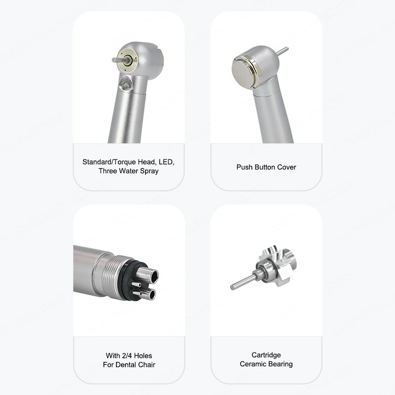 4 Holes Push Button Triple Water Spray Led Dental Handpiece Ex-203c Air Turbine E Generator High Speed Dental Panamax Handpiece