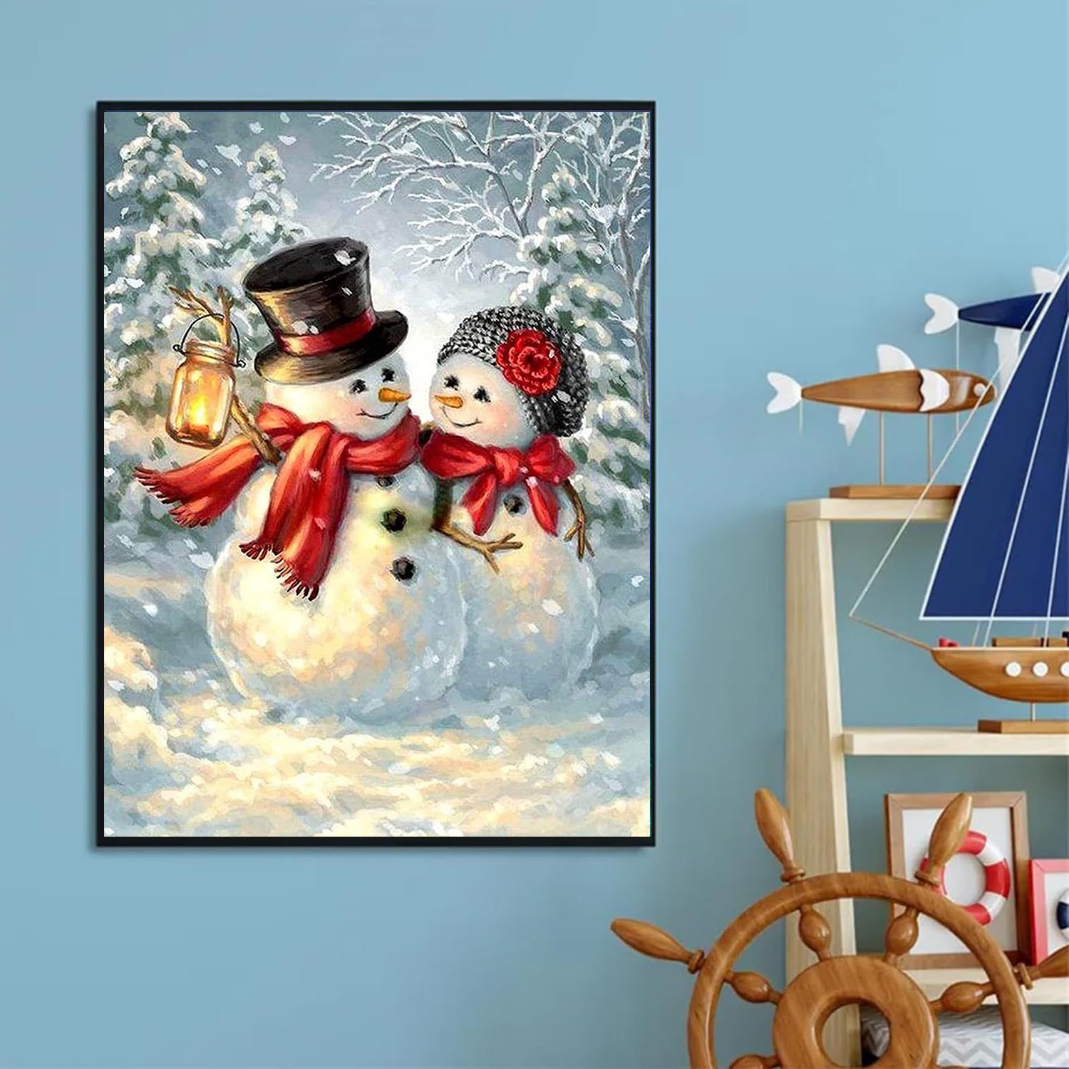 Christmas Snowman Embroidery Cross Stitch Rhinestones Mosaic Bead Needlework Full Square Drill Diamond Painting Home Decor Art