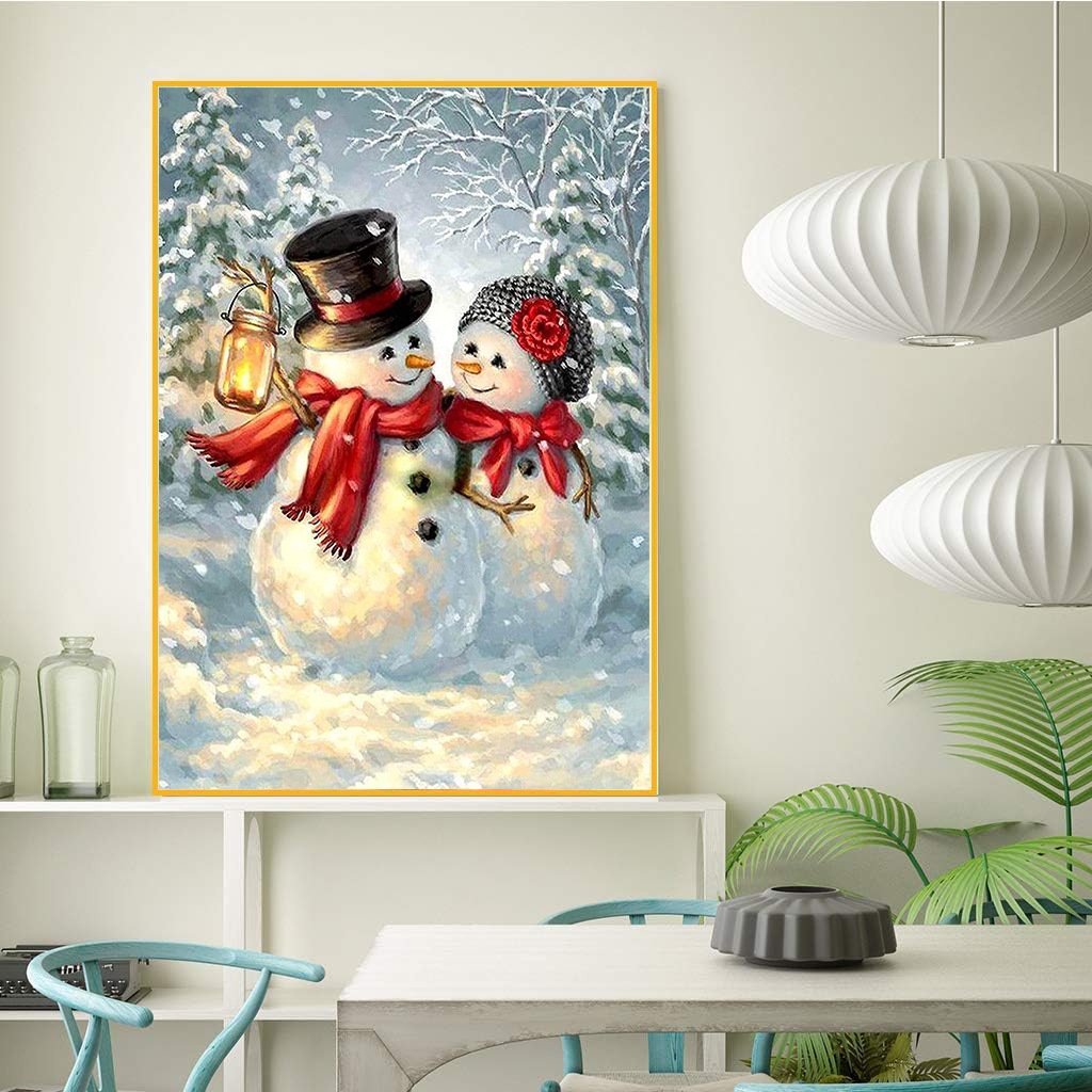 Christmas Snowman Embroidery Cross Stitch Rhinestones Mosaic Bead Needlework Full Square Drill Diamond Painting Home Decor Art