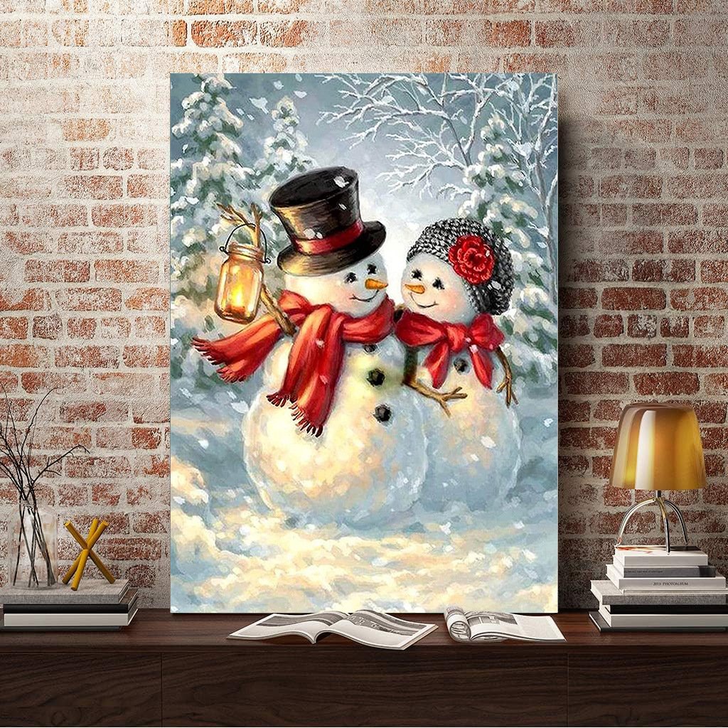 Christmas Snowman Embroidery Cross Stitch Rhinestones Mosaic Bead Needlework Full Square Drill Diamond Painting Home Decor Art