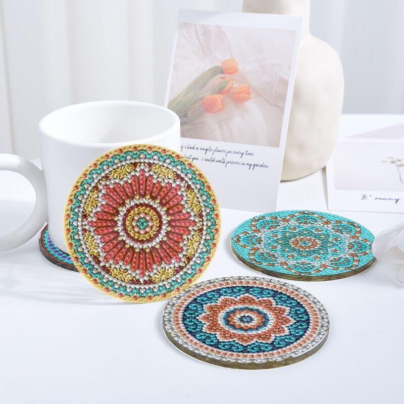 Diamond Painting Coasters Kit 8 Pieces Mandala Diamond Painting Coasters DIY Diamond Art Coasters for Beginners