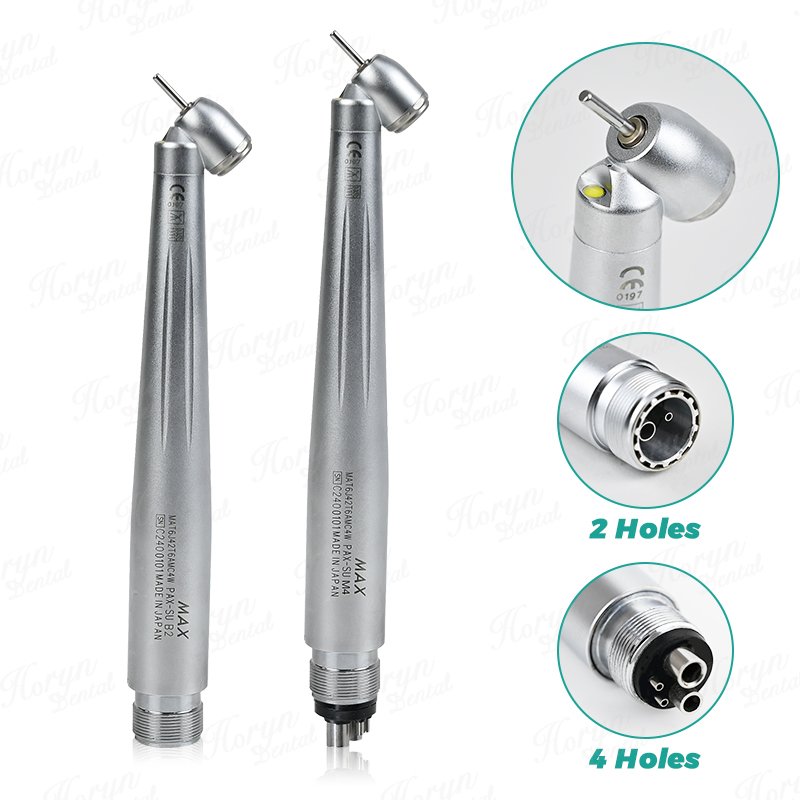 Dental 45 Degree LED High Speed Handpiece E-generator Integrated Push Button Handpiece Single Water Spray With LED Light